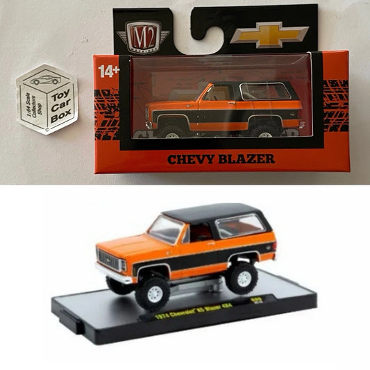 M2 MACHINES - 1974 Chevy K5 Blazer 4x4 (Orange - Detroit Muscle R89 - 1:64) L92g