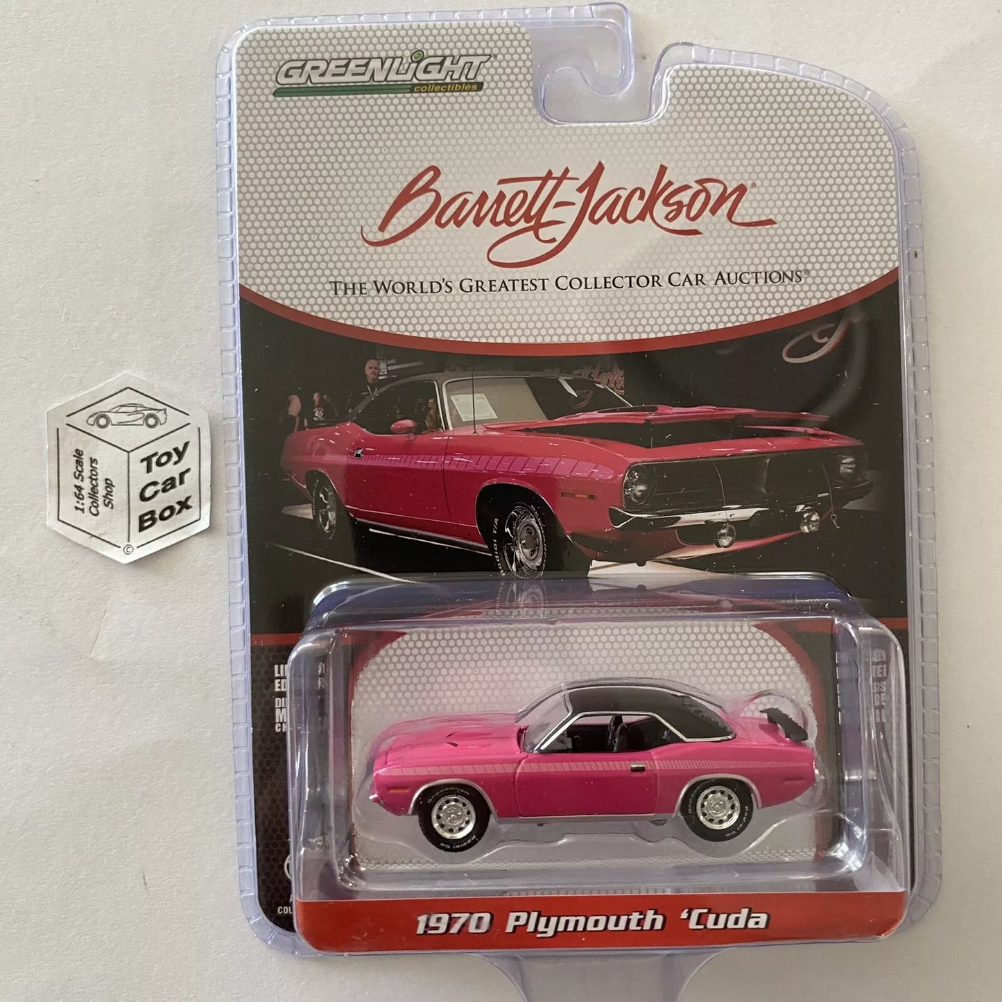 GREENLIGHT - 1970 Plymouth Cuda (Pink - Barrett Jackson Series 14) I84g