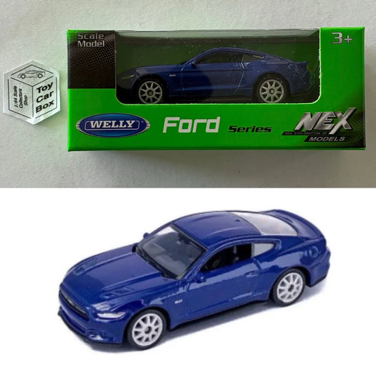 WELLY 1:60-64 - 2015 Ford Mustang (Blue #52351 - Boxed - See Notes) E01g