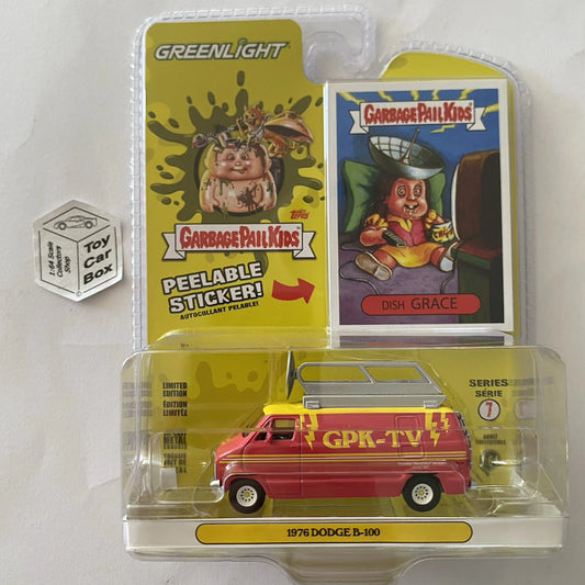 GREENLIGHT - 1976 Dodge B-100 (Pink ‘GPK-TV’ Garbage Paul Kids S7) J45g