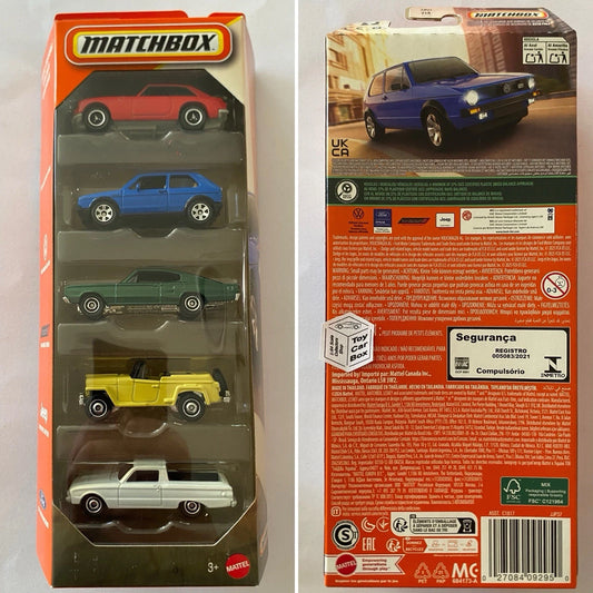 2025 MATCHBOX Classic Cruisers 5 Pack (MGB, Golf, Charger, Jeep & Ranchero) N00