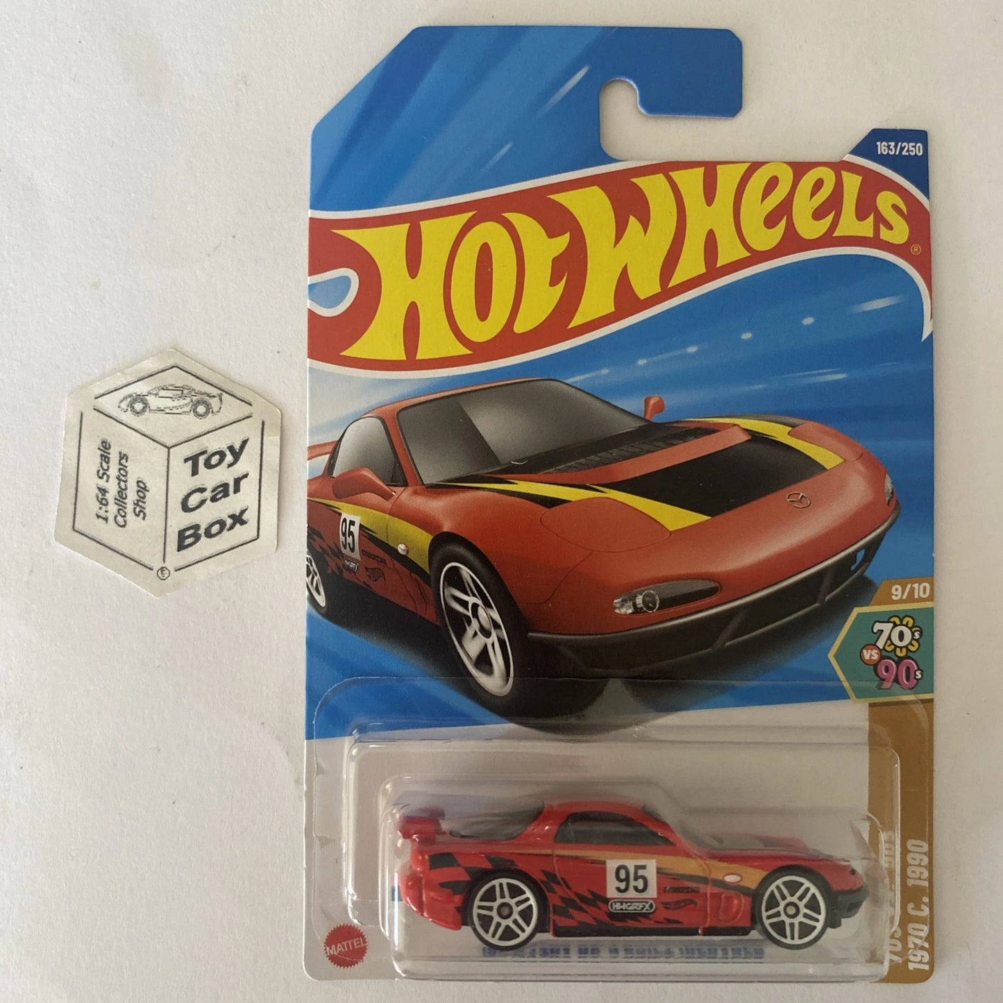 2025 HOT WHEELS #163 - ‘95 Mazda RX-7 Drift (Red #9 70s Vs 90s - Long Card) A80