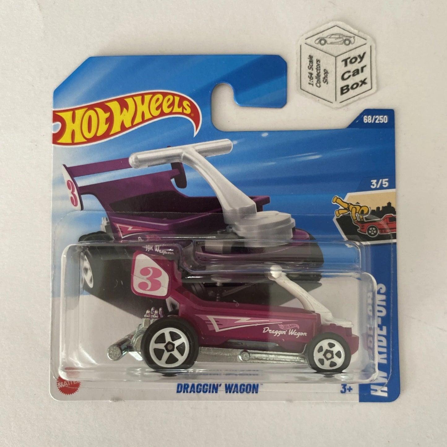 2025 HOT WHEELS #68 - Draggin’ Wagon (Pink #3 HW Ride-Ons - Short Card) B13