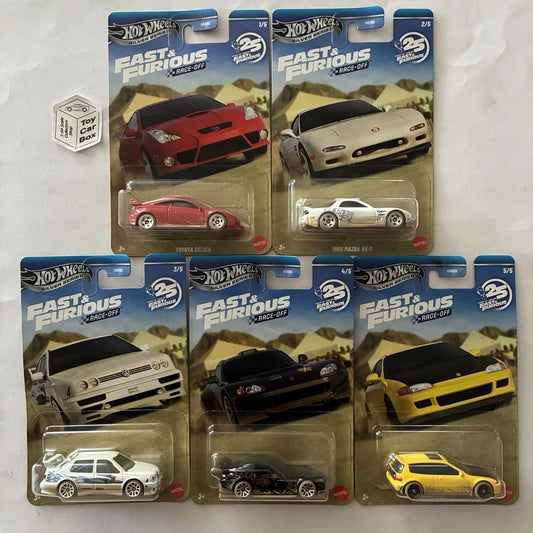 2026 HOT WHEELS - Fast & Furious Race Off 5 Car Set (Inc Celica, RX7, S2000) S25