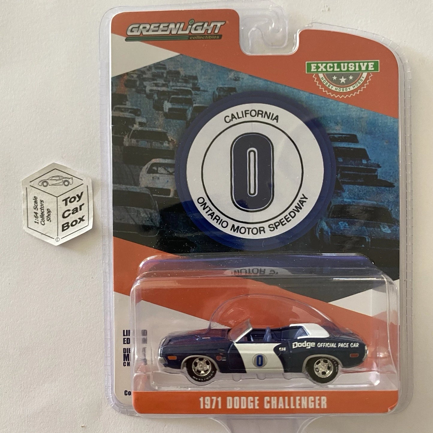 GREENLIGHT - 1971 Dodge Challenger (California Ontario Speedway Pace Car) J45g