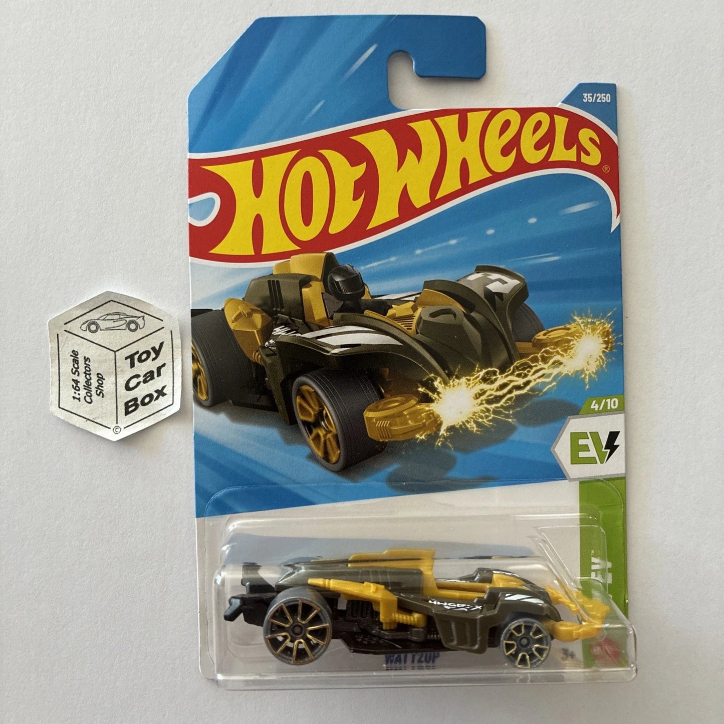 2026 HOT WHEELS #35 - Wattzup (Green & Yellow #4 HW EV- Long Card) B64