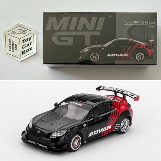 MINI GT #1173 - Toyota GR86 LB Nation (Black / Advan - 1/64 - Boxed) N50g