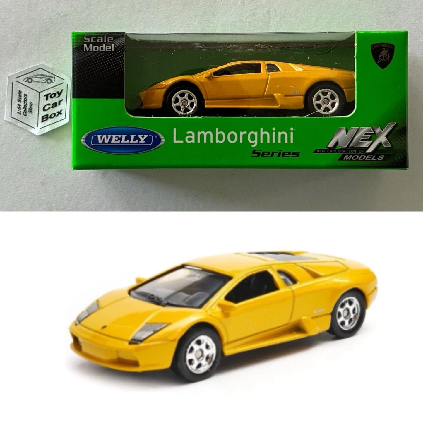 WELLY 1:60-64 - Lamborghini Murcielago (Yellow #52252 - Boxed - See Notes) E01g