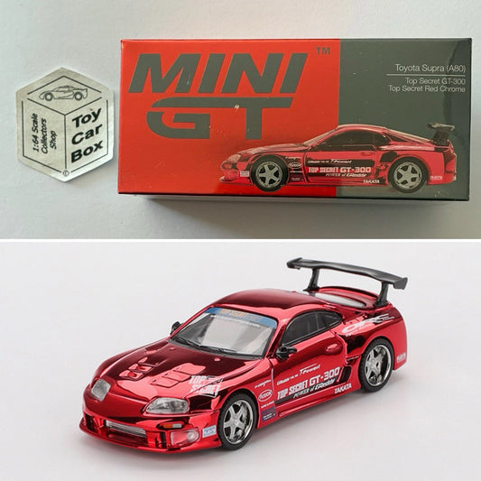 MINI GT #1132 - Toyota Supra A80 (Top Secret GT-300 - Red - 1/64 - Boxed) N50g