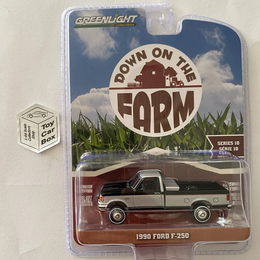 GREENLIGHT - 1990 Ford F-250 (Black & Silver - Down On The Farm S10) J45g
