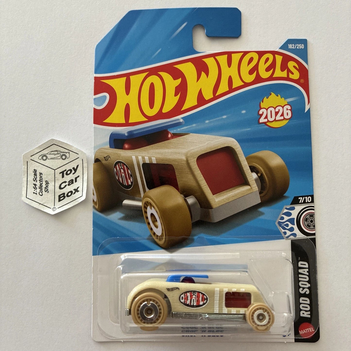2026 HOT WHEELS #182 - Chop ‘N Bloc (Beige #7 Rod Squad - Long Card) B64