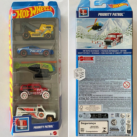 2025 HOT WHEELS 5 Pack - Priority Patrol (Inc. Rockster, Skyfire, Mustang) F30