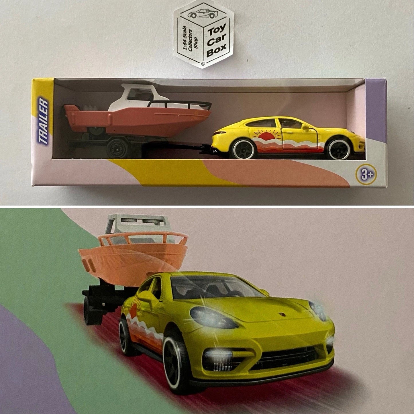 MAJORETTE Trailers - Porsche Panamera Turbo & Boat (Pink Drivez Set 2) I89