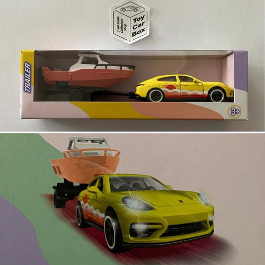 MAJORETTE Trailers - Porsche Panamera Turbo & Boat (Pink Drivez Set 2) I89