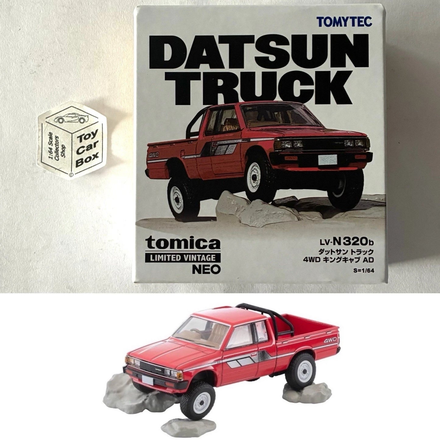 TOMICA Limited Vintage Neo - Datsun Truck 4WD King Cab (Red #LV-N320b) CC33