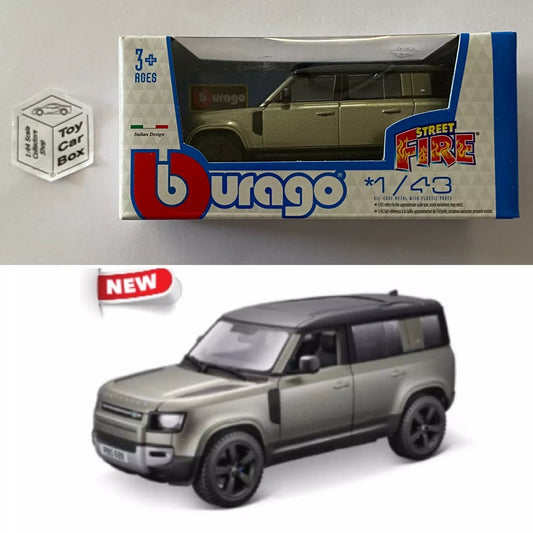 BBURAGO 1/43 - Land Rover Defender 110 (Pangea Green - Street Fire - Boxed) E04g