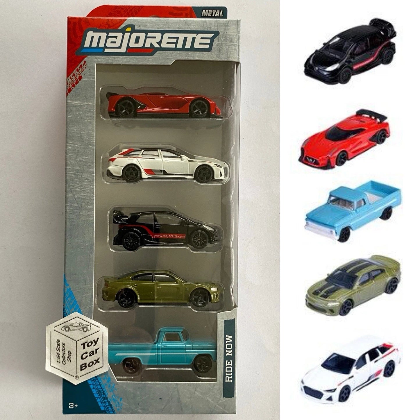 MAJORETTE Street Cars 5 Pack (Nissan, Audi RS6, Yaris WRC, Charger & C10) M19