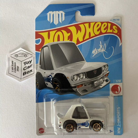 2024 HOT WHEELS #156 - Mazda RX-3 Tooned (White #7 J-Imports - Long Card) B64