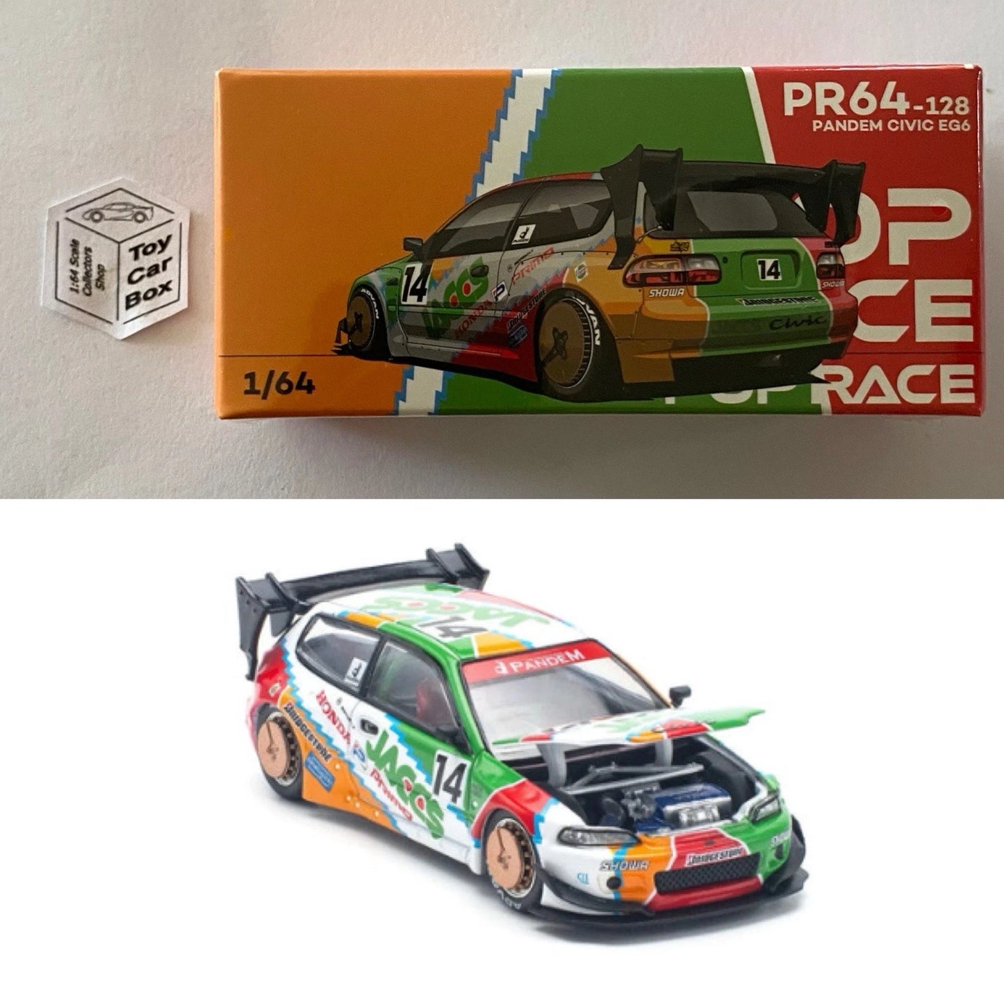 POP RACE - Honda Pandem Civic EG6 (1:64 Scale - #PR64-128 - Boxed) Q84g
