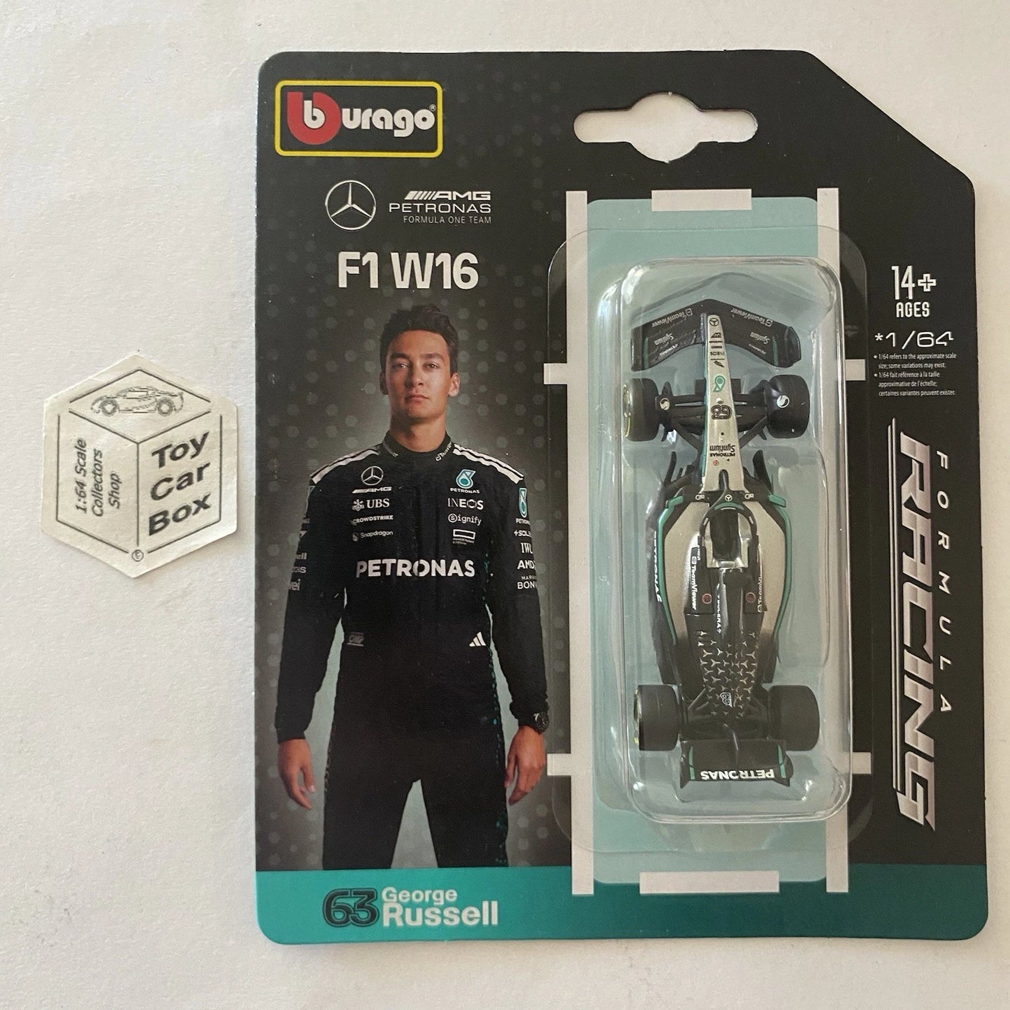 BBURAGO 1/64 Formula 1 - Mercedes-AMG W16 (#63 George Russell - 2025 F1) L05