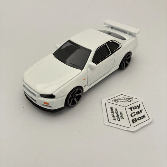 MAJORETTE Loose - Nissan Skyline GT-R R34 (White #233D - 3” - Opening Hood) E55