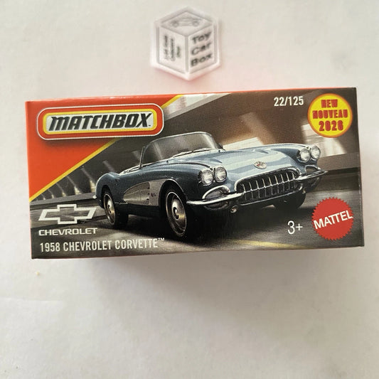 2026 MATCHBOX #22 - 1958 Chevy Corvette (Blue - New For 2026 - Power Grab) C00