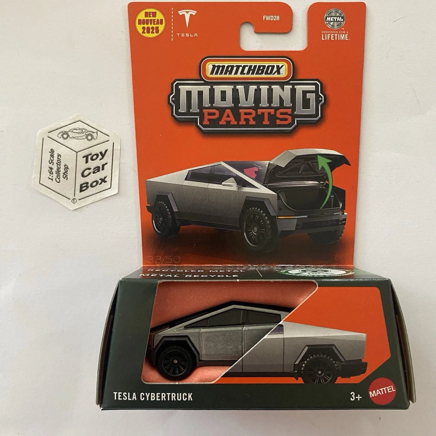 2025 MATCHBOX Moving Parts - Tesla Cybertruck (Zamac #33 Opening Hood) D99