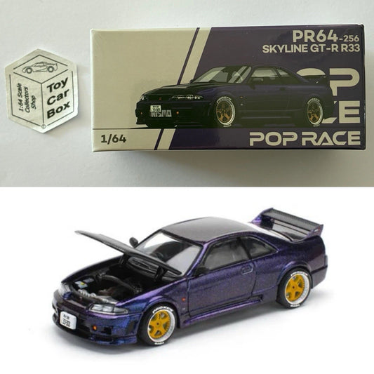 POP RACE - Nissan Skyline GT-R R33 (1:64 Midnight Purple #PR64-256) Q85g