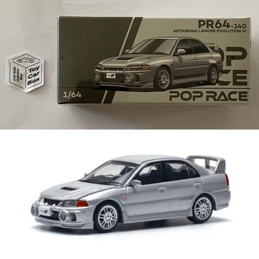 POP RACE - Mitsubishi Lancer Evolution IV (1:64 Scale - Grey #PR64-140) Q84g