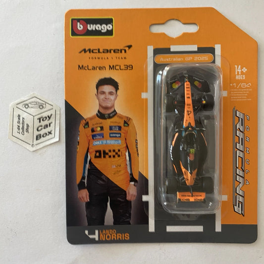 BBURAGO 1/64 Formula 1 - McLaren MCL39 (#4 Lando Norris - 2025 F1 Season) L05