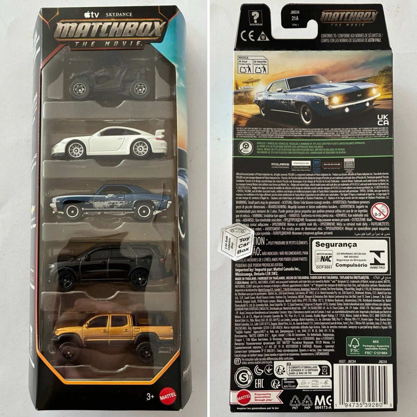 2026 MATCHBOX Movie Villain Pursuit 5 Pack (Inc. Porsche, Tacoma & Durango) L47