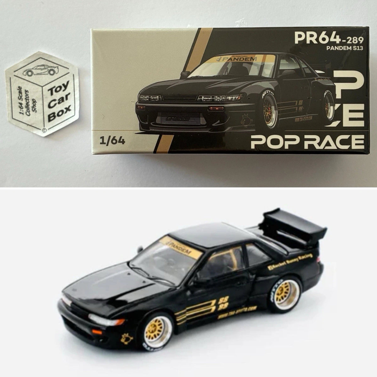 POP RACE - Nissan Silvia Pandem S13 (1:64 Black #PR64-289 - Boxed) Q85g