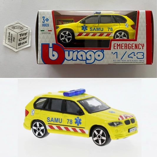 BBURAGO 1/43 - BMW X5 (Emergency ‘SAMU’ - Street Fire - Boxed) E28g