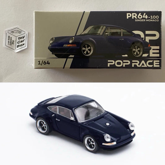 POP RACE - Singer Monaco Porsche 911 (1:64 Scale - Blue #PR64-100 - Boxed) Q84g