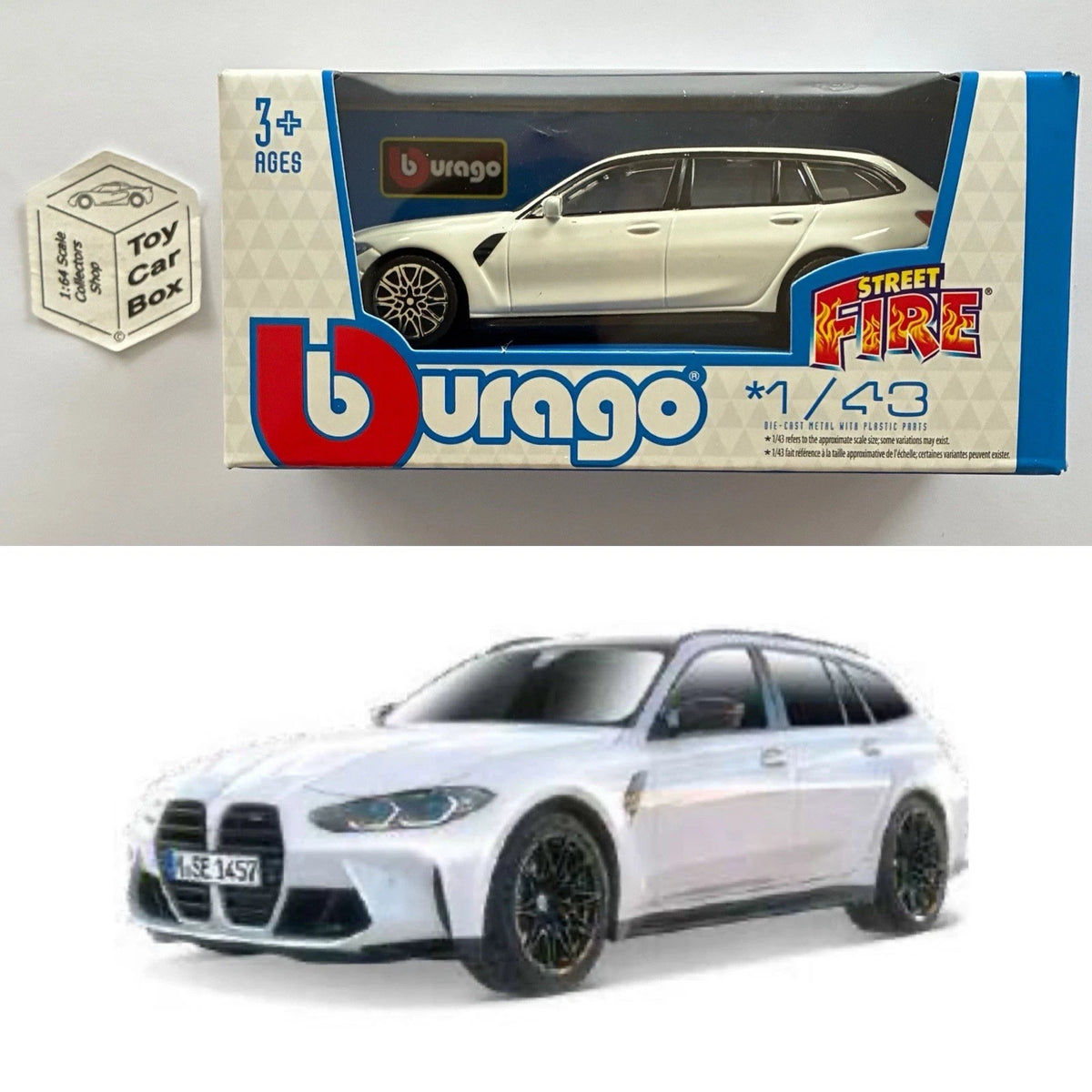 BBURAGO 1/43 - BMW M3 Touring - 2023 (White - Street Fire - Boxed) E28g