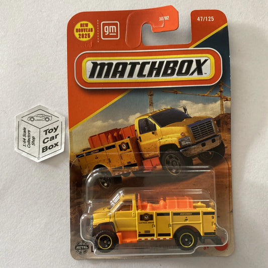 2025 MATCHBOX #47 - GMC 3500 Utility Truck (New Model -Yellow - Long Card) B64