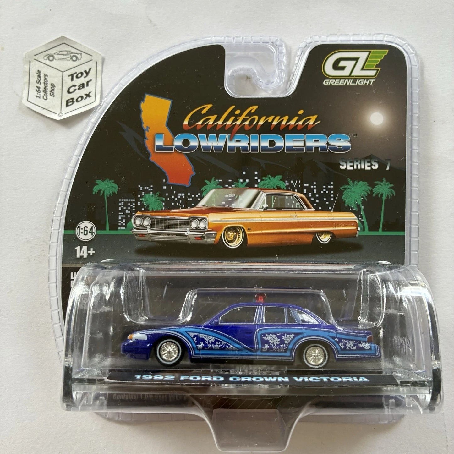 GREENLIGHT - 1992 Ford Crown Victoria (Blue - California Lowriders 7) J45g