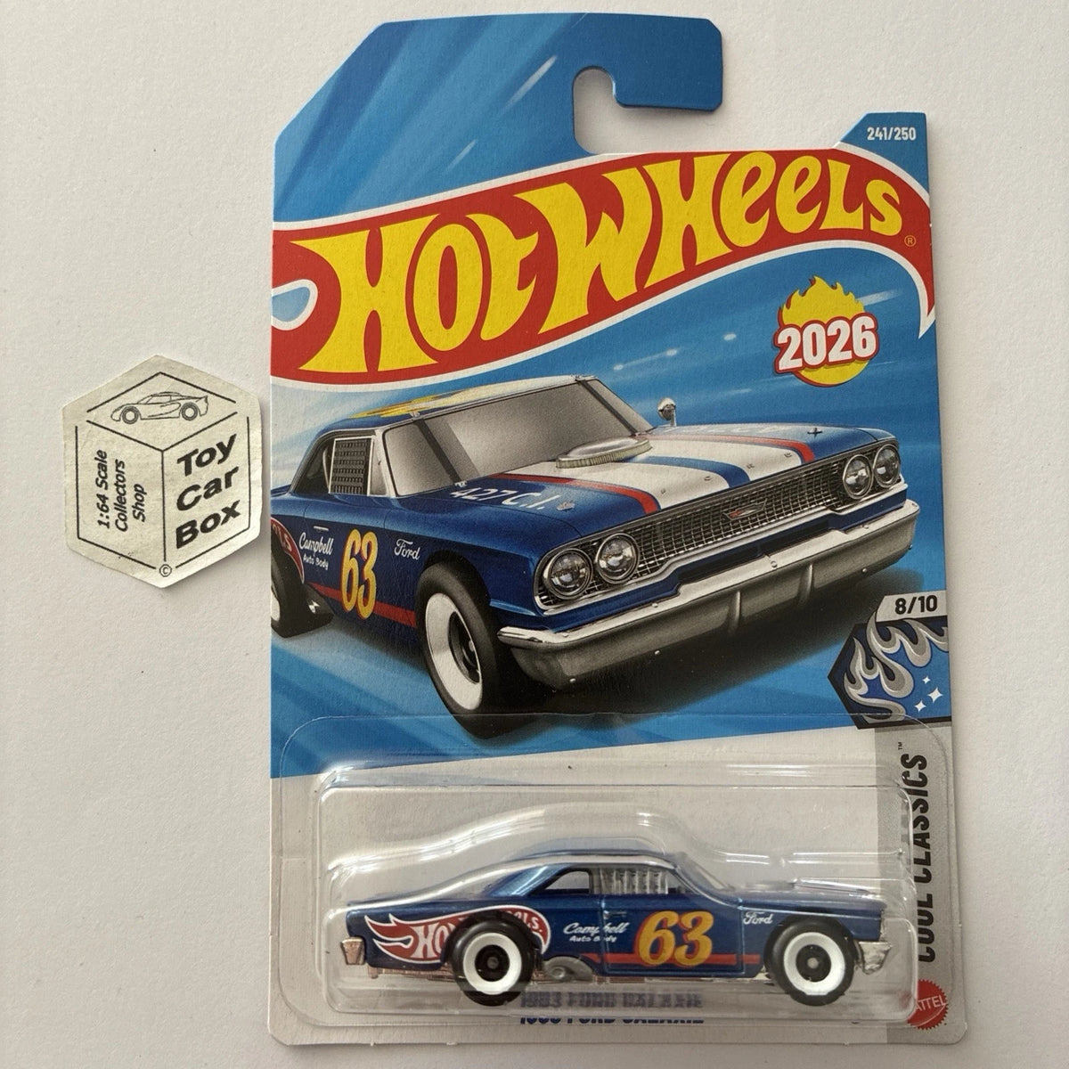 2026 HOT WHEELS #241 - 1963 Ford Galaxie (Blue #8 Cool Classics - Long Card) B00
