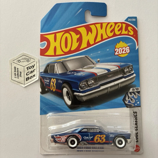 2026 HOT WHEELS #241 - 1963 Ford Galaxie (Blue #8 Cool Classics - Long Card) B00