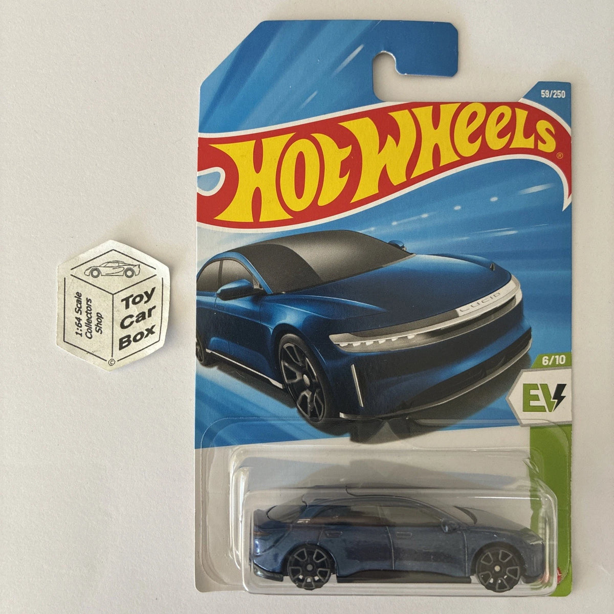 2026 HOT WHEELS #59 - Lucid Air (Blue #6 HW EV - Long Card) A80
