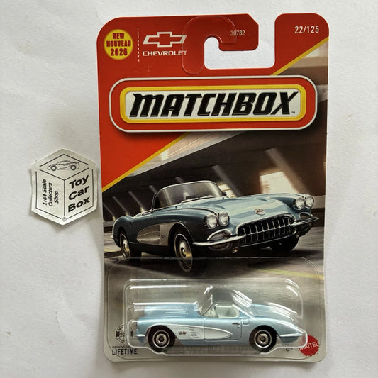 2026 MATCHBOX #22 - 1858 Chevy Corvette Convertible (Blue - Long Card) C00