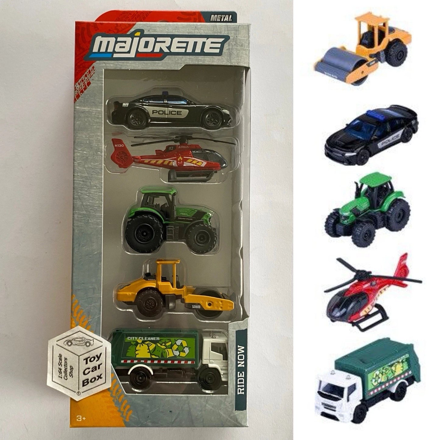 MAJORETTE Street Cars 5 Pack (Charger, Airbus, Deutz Tractor, Volvo & Iveco) M19