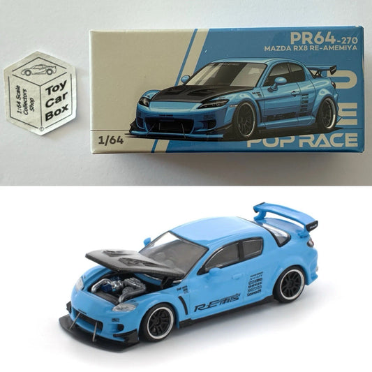 POP RACE - Mazda RX-8 Re-Amemiya (1:64 Light Blue #PR64-270) Q85g