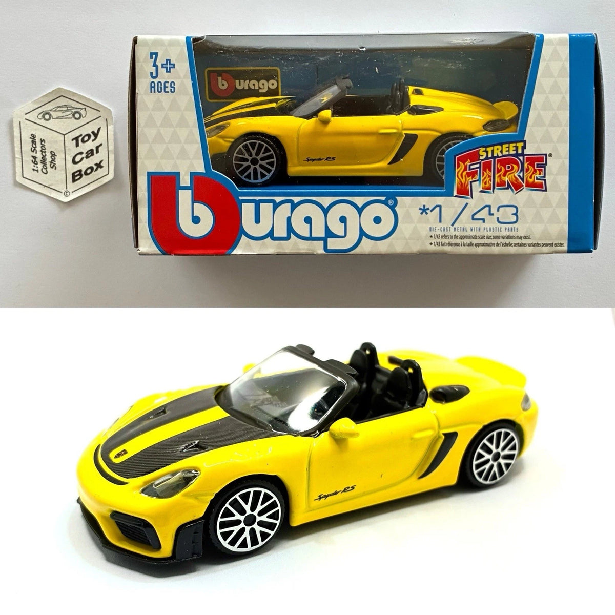 BBURAGO 1/43 - Porsche 718 Spyder RS (Yellow - Street Fire - Boxed) E28g