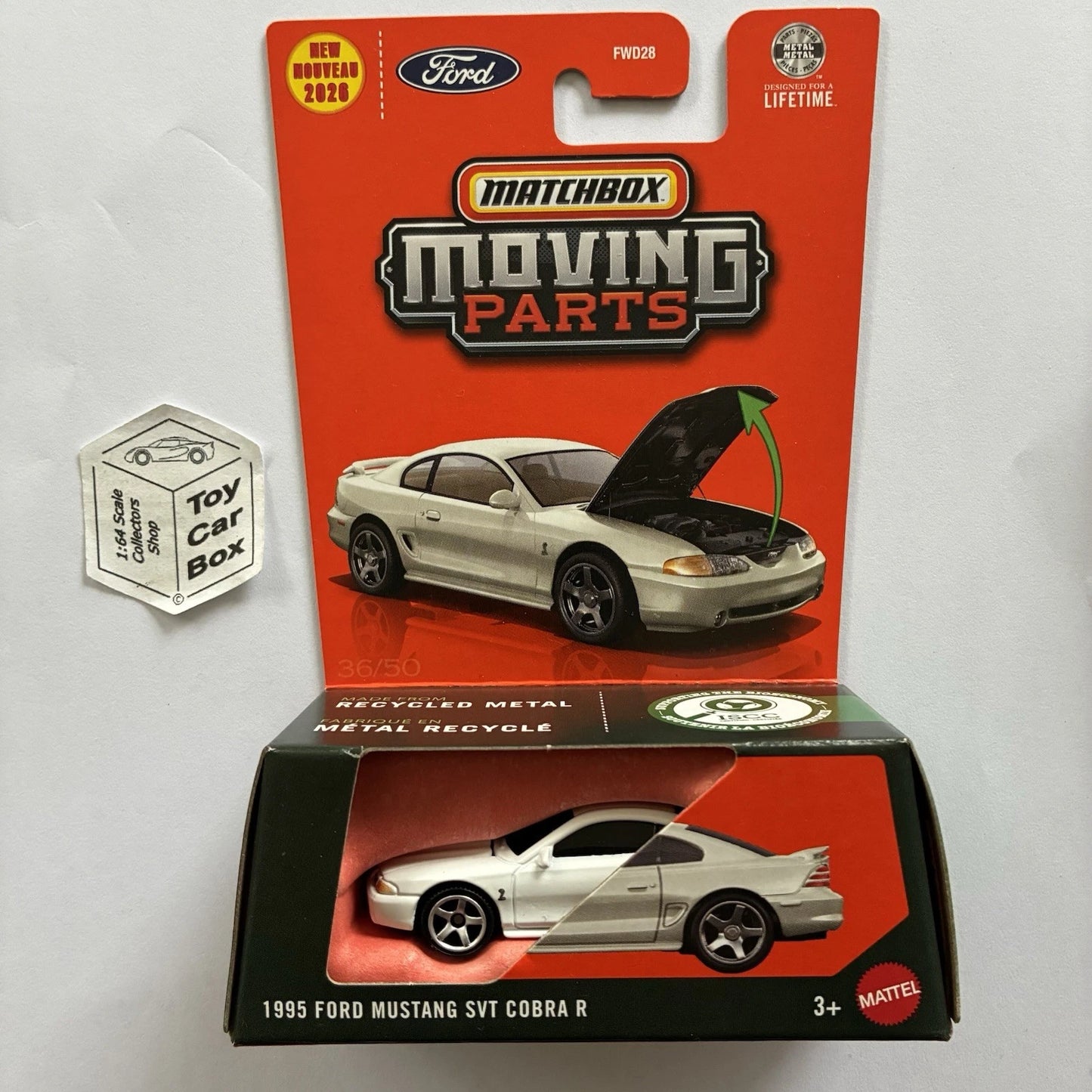 2026 MATCHBOX Moving Parts - 1995 Ford Mustang SVT Cobra R (White #24) E99
