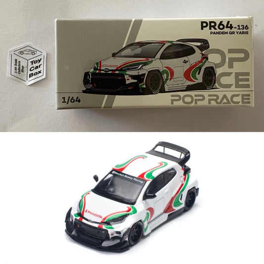 POP RACE - Toyota Pandem GR Yaris (1:64 Scale - White #PR64-136 - Boxed) Q84g