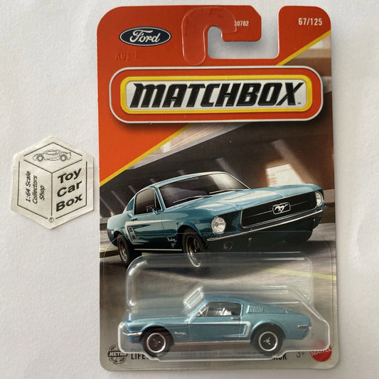 2025 MATCHBOX #67 - 1968 Ford Mustang Fastback (Blue - Long Card) B59