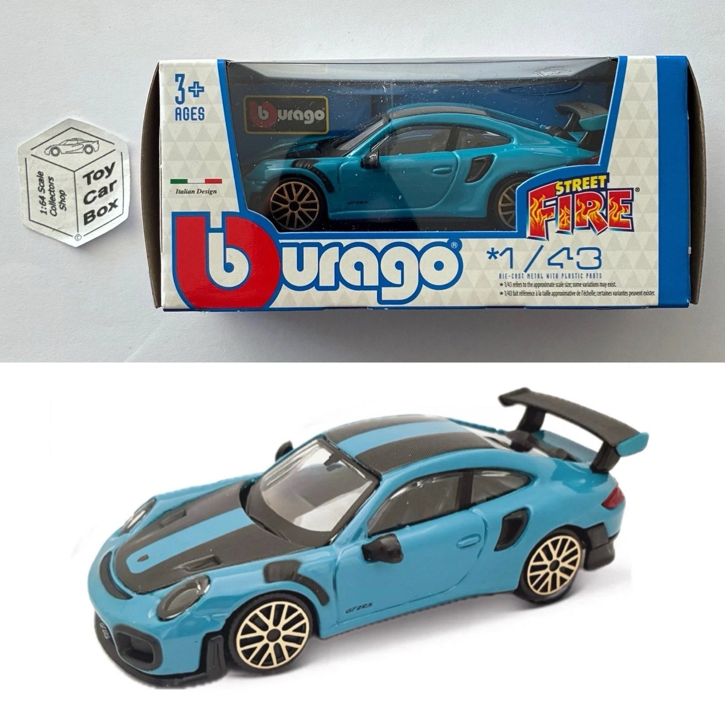 BBURAGO 1/43 - Porsche 911 GT2 RS (Blue / Black - Street Fire - Boxed) E28g