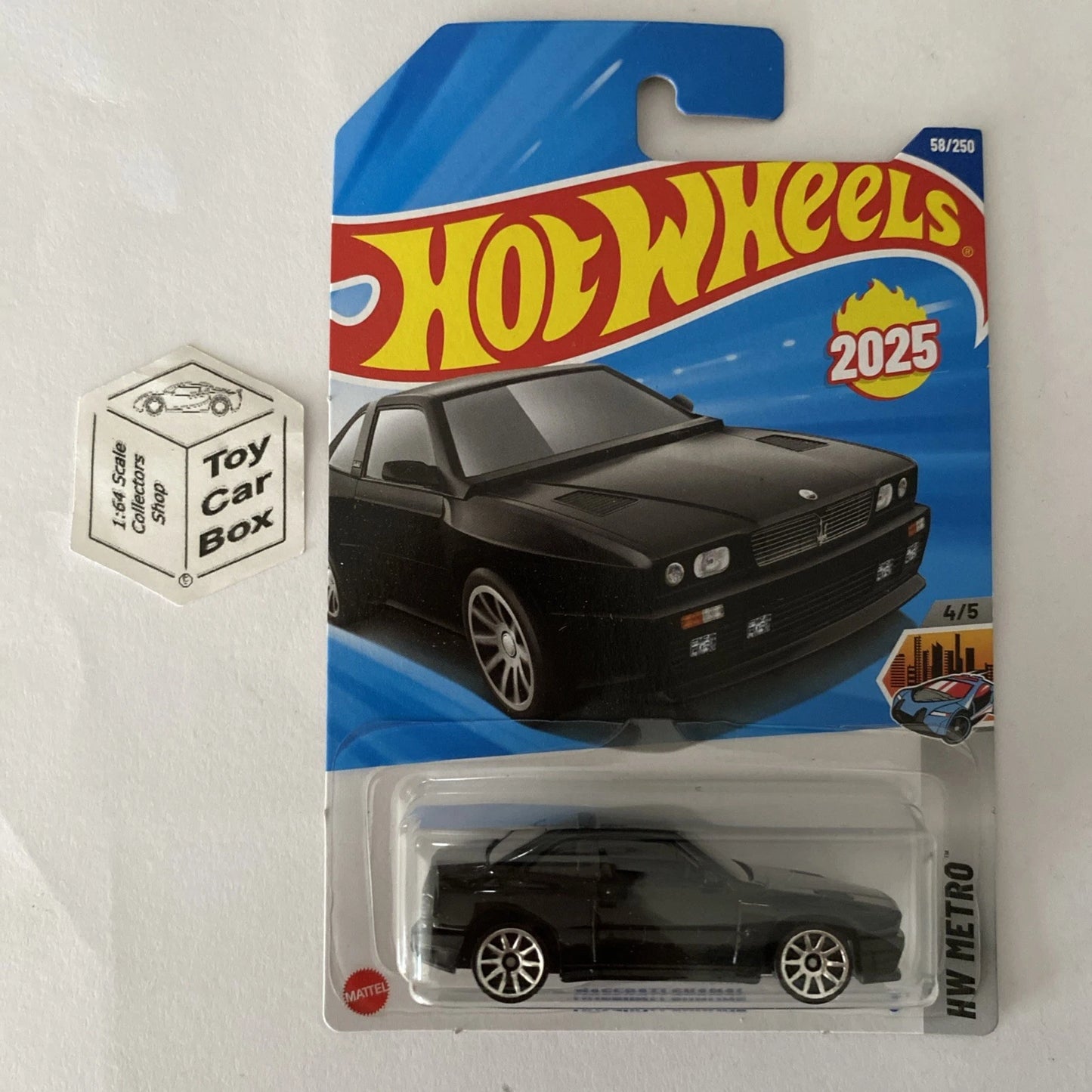 2025 HOT WHEELS #58 - Maserati Shamal (Black #4 HW Metro - Long Card) A44