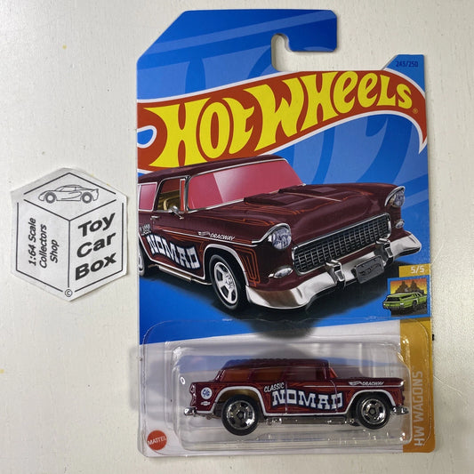 2023 HOT WHEELS #243 - Classic ‘55 Chevy Nomad (Red #5 HW Wagons- Long Card) B00